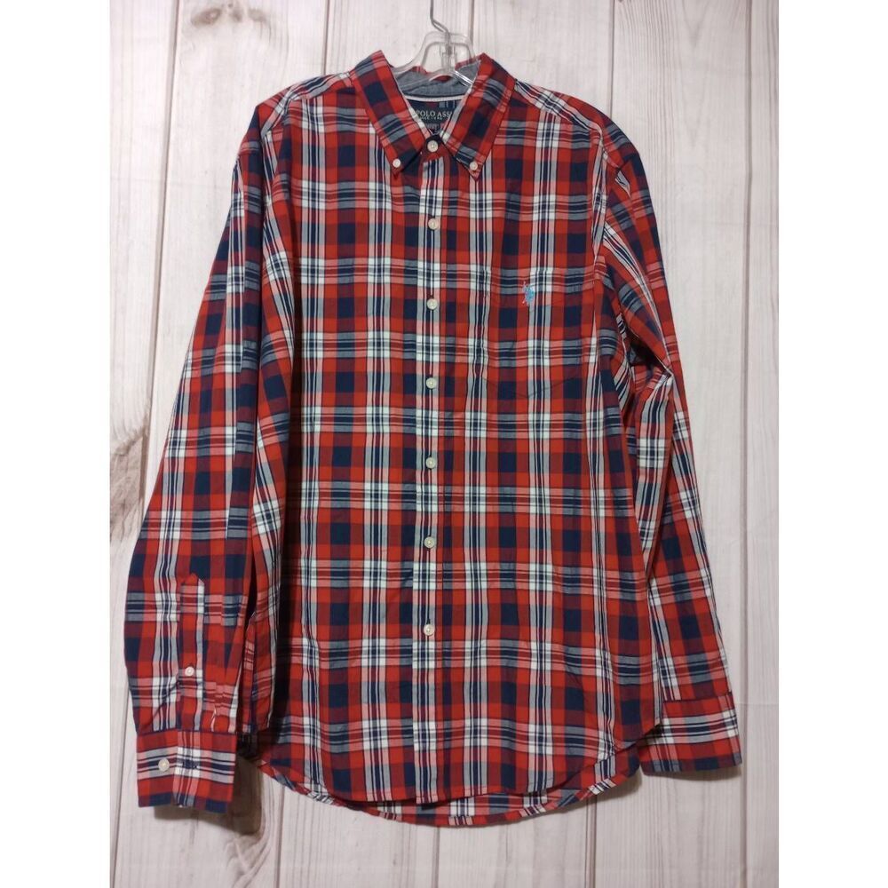 US Polo Assn Shirt Men's Extra Large Red Plaid Button Front‎ Long Sleeve